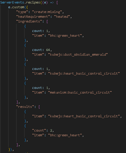 Code recette